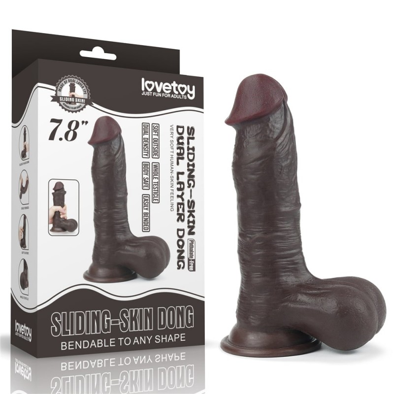 7.8inch Sliding Skin Dual Layer Dong - Whole Testicle LVTOY00512